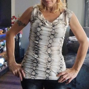 Snake print rouched blouse